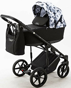 Детская коляска Adamex Zico Flowers 2 в 1 Z-FL11 ЧЁРН-БЕЛ ЦВЕТЫ+ ЧЁРН.ТК