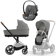 Коляска Cybex Priam IV Chrome Brown complete и автокресло Cloud G i-Size Lava Grey 3 в 1 Mirage Grey