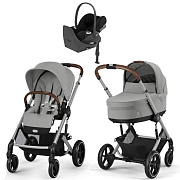 Коляска Cybex Balios S Lux SLV complete Cloud T Sepia Black Plus Base T 4 в 1 Stone Grey с дождевиками