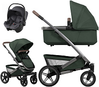 Детская коляска 3 в 1 Joolz Geo5 и автокресло Baby-Safe Core Midnight Grey Forest Green