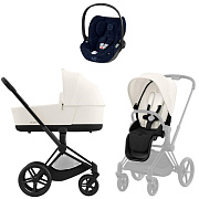 Коляска Cybex Priam IV Matt Black complete Cloud T Rebellious Luxury Denim Blue 3 в 1 Off White