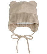 Шапочка вязаная AmaroBaby Pure Love Bear с подкладом ЧЗ песочный 42