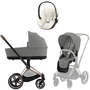 Коляска Cybex Priam IV Rosegold complete Cloud T Off White Plus 3 в 1 Mirage Grey