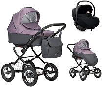 Детская коляска Indigo Charlotte Sity Classic 12 3 в 1 с автокреслом Avionaut Cosmo Cs03 т.серый/фиолетовый