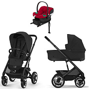 Коляска Cybex Talos S Lux BLK complete Aton B2 Dynamic Red Base One 4 в 1 Moon Black с дождевиками