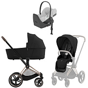Коляска Cybex Priam IV Rosegold complete Cloud T Platinum White Plus Base T 3 в 1 Sepia Black