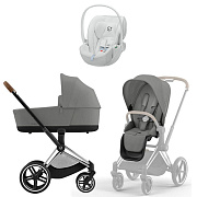 Коляска Cybex Priam IV Chrome Brown complete Cloud T Urban Mobility White 3 в 1 Mirage Grey