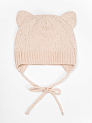 Шапка вязаная AmaroBaby Pure Love Kitten с подкладом молочная 38