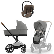 Коляска Cybex Priam IV Chrome Brown complete Cloud T Coconut Brown Plus 3 в 1 Mirage Grey