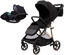 Прогулочная коляска Peppy Amici с автокреслом Verona Black Black рама Gold