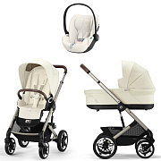 Коляска Cybex Talos S Lux TPE complete Cloud T Off White Plus 3 в 1 Seashell Beige с дождевиками