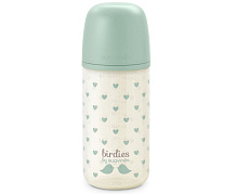 Стеклянная бутылочка для кормления Suavinex Birdies 240 мл, 0 мес+ 309147 GN