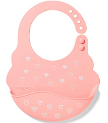 Нагрудник силиконовый BabyOno с регулируемой застежкой розовый