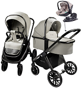 Детская коляска AmaroBaby Motus V2 4 в 1 с автокреслом Rant Miro Beige и базой белый