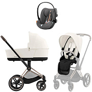 Коляска Cybex Priam IV Rosegold complete и автокресло Cloud G i-Size Lava Grey Plus 3 в 1 Off White