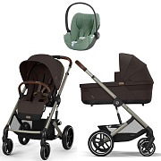 Коляска Cybex Balios S Lux TPE complete Cloud T Leaf Green Plus 3 в 1 Chocolate Brown с дождевиками