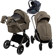 Детская коляска AmaroBaby Genius 3 в 1 с автокреслом Rant Miro Dark Grey коричневый
