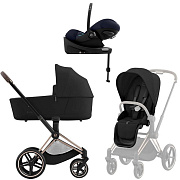 Коляска Cybex Priam IV Rosegold complete Cloud G Ocean Blue Plus Base G3 4 в 1 Sepia Black