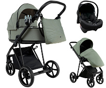 Детская коляска Roan Sol 2.0 3 в 1 с автокреслом Tutis Elo Lux EduSky Black SLL/33/T Sage Green/Black/руч.Black