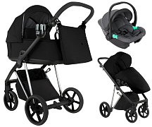 Детская коляска Roan Sol Vintage Luxury 2.0 3 в 1 с автокреслом Pituso Santiso Pro Graphite VIN 05/CB Caviar Black/Nickel/руч.Black