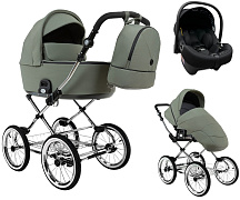 Детская коляска Roan Bass Next Classic d14 2.0 3 в 1 с автокреслом Tutis Elo Lux EduSky Black BSNC/92/2 Sage Green/Black/руч.Black