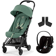 Коляска Cybex Coya Matt Black Frame Cloud G i-Size Moon Black Plus Leaf Green с дождевиком и бампером