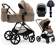 Коляска Agex Life 4 в 1 матовая рама с автокреслом i-Safe S Black и базой ALB620 Taupe Beige (Бежевый)