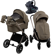 Детская коляска AmaroBaby Genius 4 в 1 с автокреслом Rant Miro Dark Grey и базой коричневый