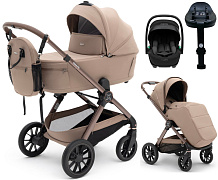 Коляска Agex Prima Pro 4 в 1 с автокреслом i-Safe S Black и базой APD221 Dune бежевый