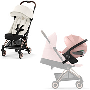 Коляска Cybex Coya Rosegold Frame Cloud T i-Size Peach Pink Plus Off White с дождевиком и бампером