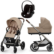 Коляска Cybex Balios S Lux TPE 2025 Cloud G i-Size Moon Black Plus 3 в 1 Almond Beige с дождевиками