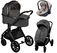 Детская коляска AmaroBaby Motus Premium Ecco 3 в 1 с автокреслом Rant Miro Beige серый