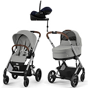 Коляска Cybex Balios S Lux SLV complete Cloud G Ocean Blue Plus Base G 4 в 1 Stone Grey с дождевиками