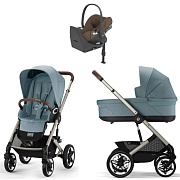 Коляска Cybex Talos S Lux TPE complete Cloud T Coconut Brown Plus Base T 4 в 1 Stormy Blue с дождевиками