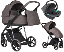 Детская коляска Roan Sol Luxury 2.0 3 в 1 с автокреслом Pituso Santiso Pro Graphite SLSH/11 Silhouette/Nickel/руч.Cappuccino/к.Capp
