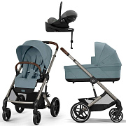 Коляска Cybex Balios S Lux TPE complete Cloud G Lava Grey Base G 4 в 1 Stormy Blue с дождевиками