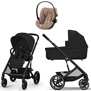 Коляска Cybex Balios S Lux BLK complete Cloud G Almond Beige Plus 3 в 1 Moon Black с дождевиками