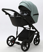 Детская коляска Adamex Mobi Deluxe 2 в 1 M-SD14 (СЕРО-ЗЕЛЕНЫЙ+ЧЕРНАЯ КОЖА)