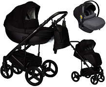 Детская коляска Indigo Tour Eco 3 в 1 с автокреслом Avionaut Cosmo Grey Te07 черная кожа+черный