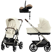 Коляска Cybex Talos S Lux TPE complete Cloud G Almond Beige Plus Base G 4 в 1 Seashell Beige с дождевиками