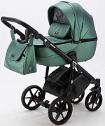 Детская коляска Adamex Bibione Deluxe 3 в 1 BI-SM01 (ЗЕЛЕН.ПЕРЛ.ПЕРФ.КОЖА)