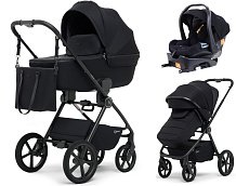 Детская коляска Rant Teo Soft 4 в 1 с автокреслом Carry Pro Black и базой Black