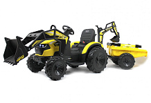 Детский электромобиль RiverToys экскаватор-погрузчик A777MP YELLOW жёлтый