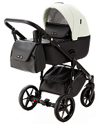 Детская коляска Adamex Nola Deluxe 2 в 1 N-SD104 (КРЕМОВАЯ КОЖА + ЧЕРН.КОЖА)