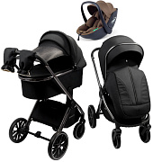 Детская коляска AmaroBaby Genius 3 в 1 с автокреслом Rant Miro Moca черный