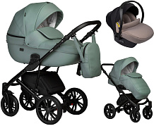 Детская коляска Indigo Mio Eco 3 в 1 с автокреслом Avionaut Cosmo Beige 03 шалфей кожа