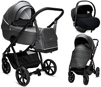 Детская коляска Noordi Fjordi Leather V2 3 в 1 с автокреслом Terra Black 1462819 Shadow Grey