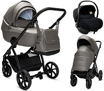 Детская коляска Noordi Fjordi Leather V2 3 в 1 с автокреслом Terra Black 1462803 Stone Grey