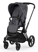 Прогулочная коляска Cybex Priam IV Matt Black Simply Flowers Grey (Dream Grey)