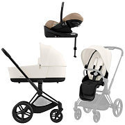 Коляска Cybex Priam IV Matt Black complete Cloud G Almond Beige Plus Base G 3 в 1 Off White
